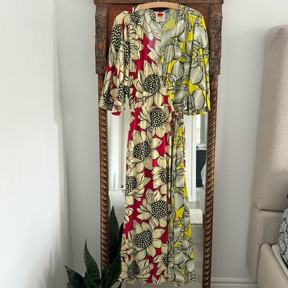 Farm Rio x Anthropologie Floral Wrap Flowy Maxi Dress Size Small - Picture 2 of 9